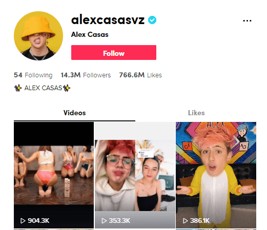 AlexCasasV Los 10 usuarios mexicanos más populares en TikTok